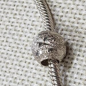 Sterling Silver Textured Star Charm Bead for Bracelets